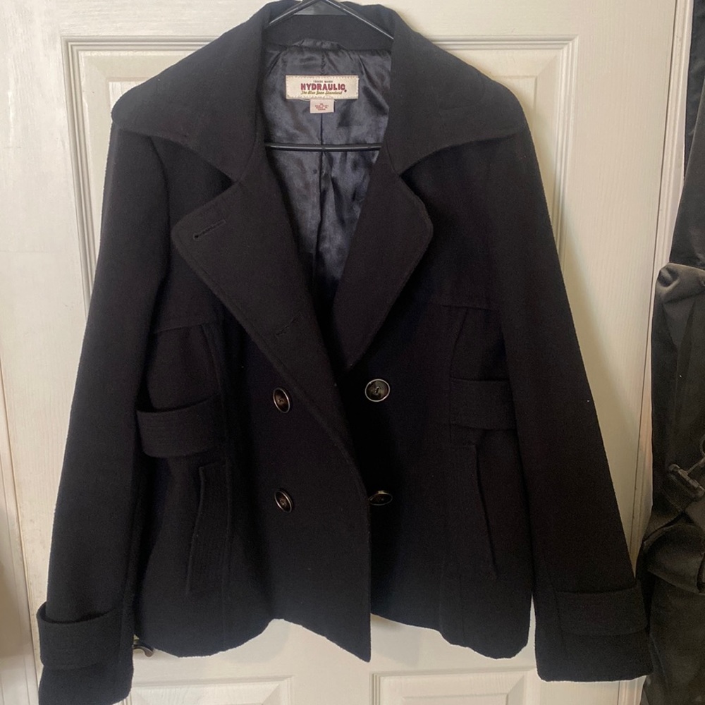 Juniors black pea coat